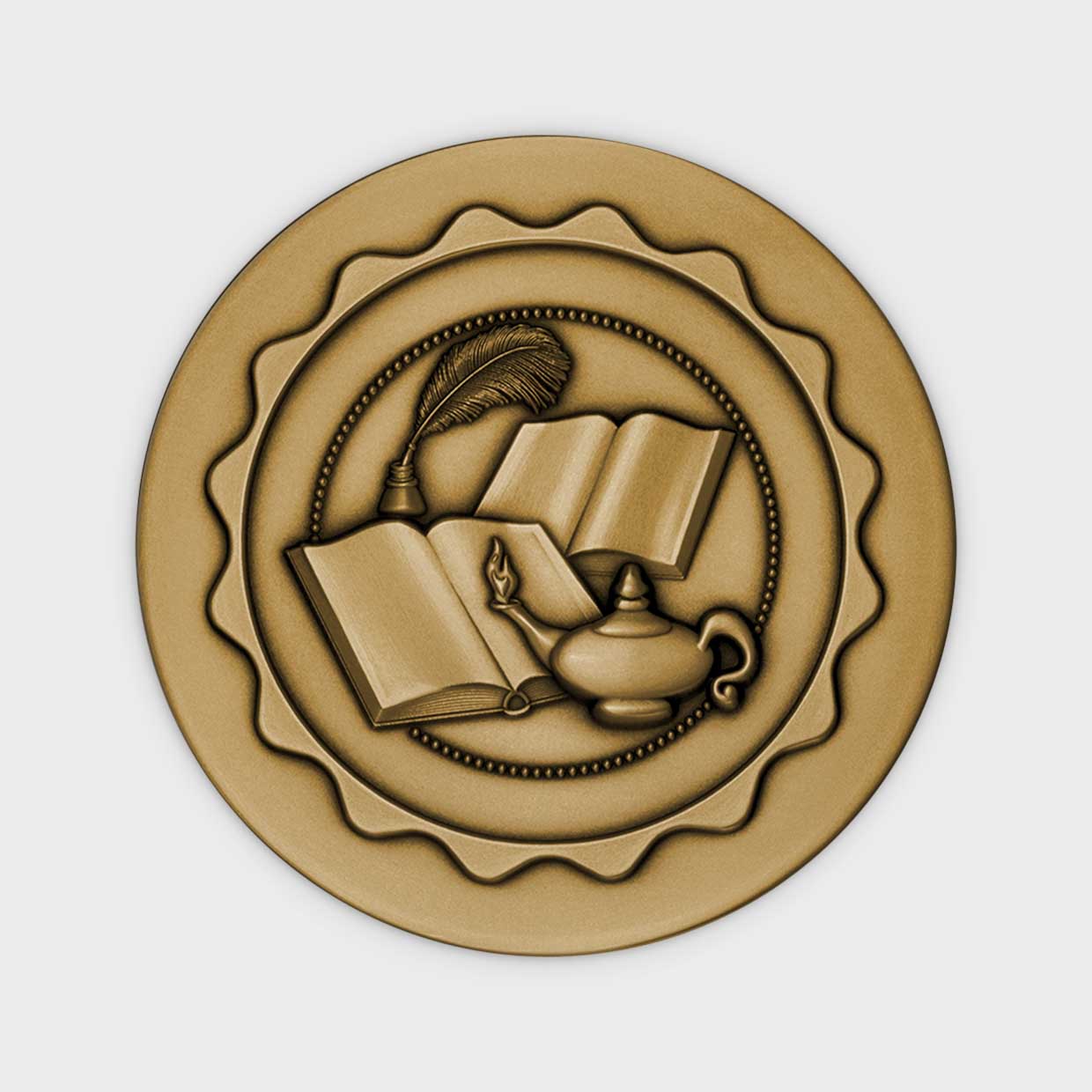 Books, Lamp & Quill Brass