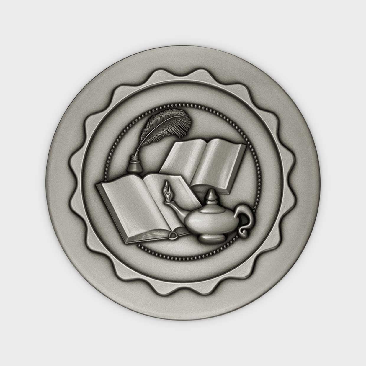 Books, Lamp & Quill Nickel Silver